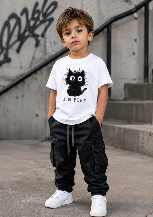 Tee-shirt I'm Fine - Coton 100% Jersey Lourd Confortable
