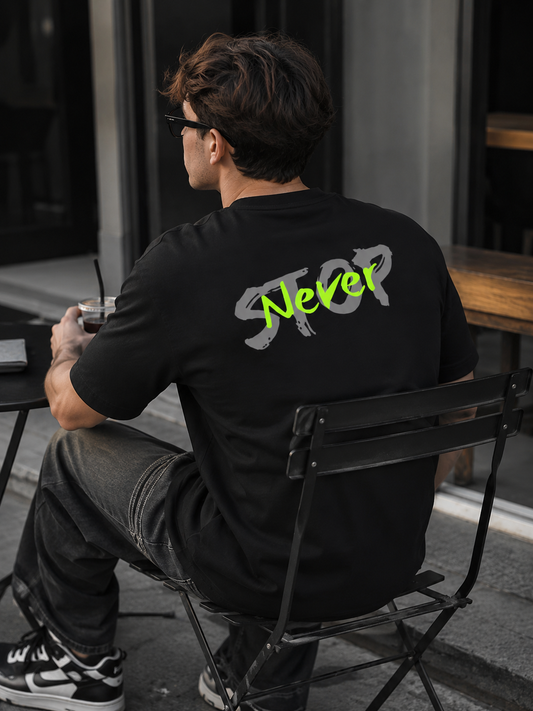 Tee-shirt Never stop - Unisexe Oversize Style Coton 100% SoftBlooch