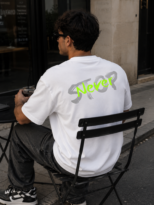 Tee-shirt Never stop - Unisexe Oversize Style Coton 100% SoftBlooch