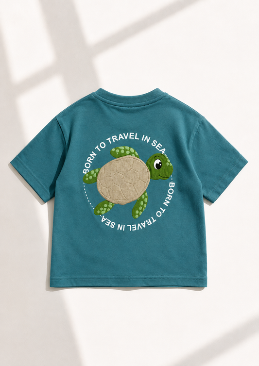 Tee-shirt Turtle kids- Unisexe Oversize Top-notich jersey 100% Coton