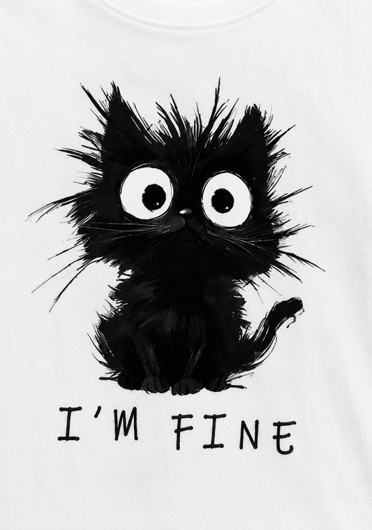 Tee-shirt I'm Fine - Coton 100% Jersey Lourd Confortable
